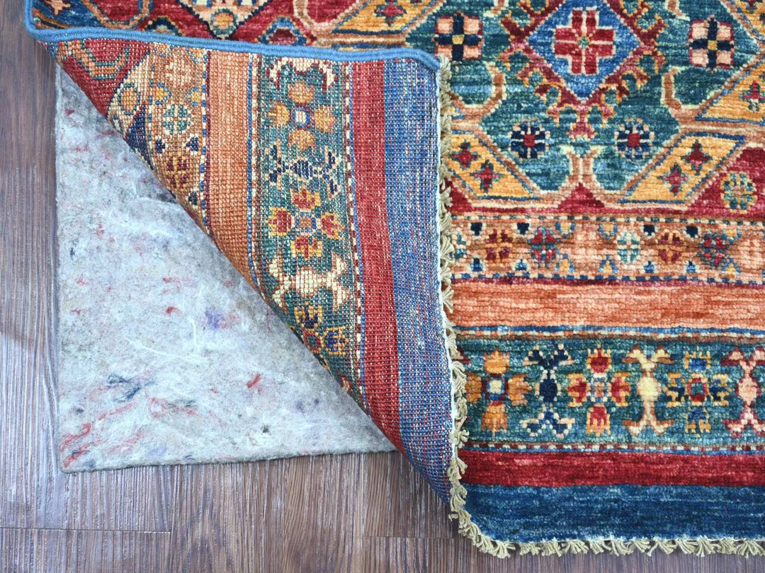 3'5" x 3'7" New Hand Knotted Multicolored Wool Square Oriental Rug - MOA10222607