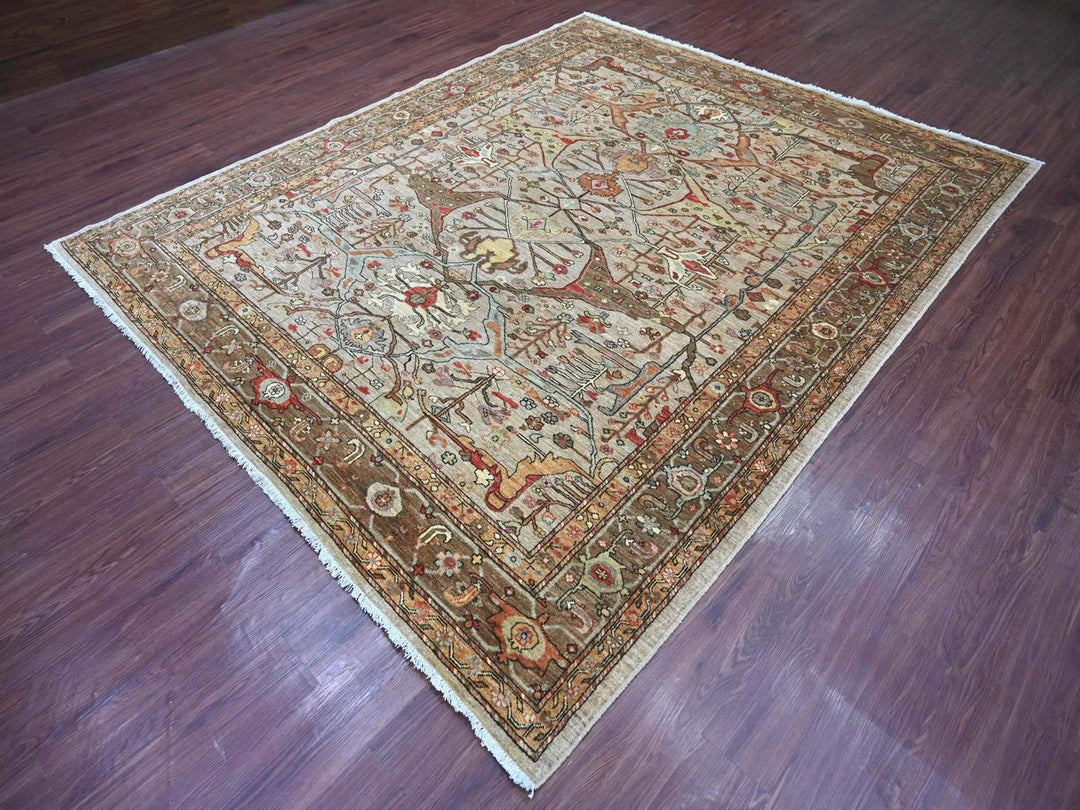 8'0" x 9'7" New Hand Knotted Grey Wool Rectangle Oriental Rug - MOA10222608
