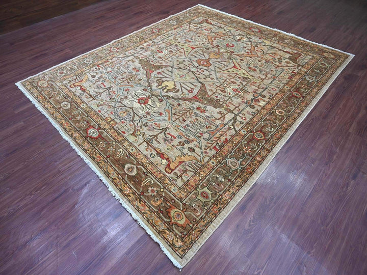 8'0" x 9'7" New Hand Knotted Grey Wool Rectangle Oriental Rug - MOA10222608