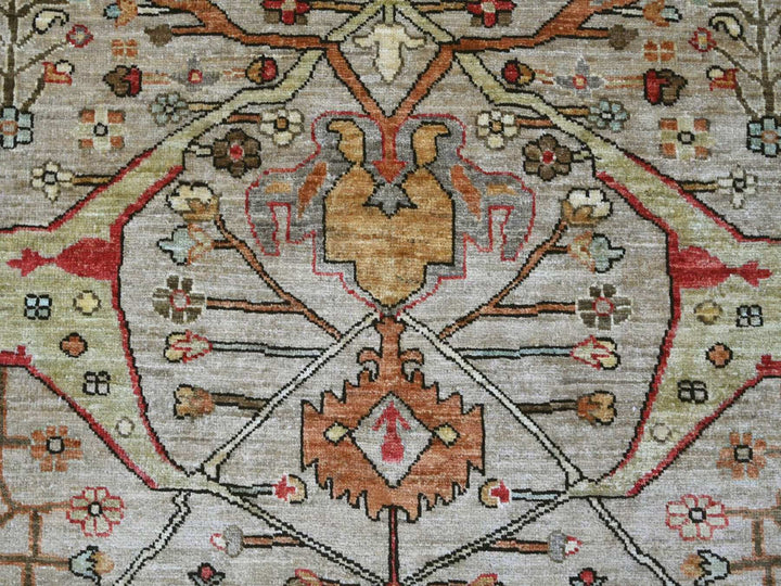 8'0" x 9'7" New Hand Knotted Grey Wool Rectangle Oriental Rug - MOA10222608