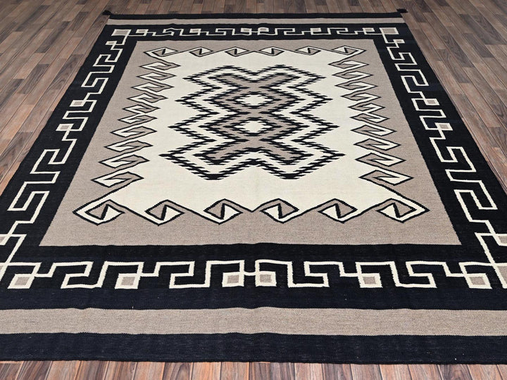 8'0" x 10'1" New Hand Woven Brown Wool Rectangle Oriental Rug - MOA1022260