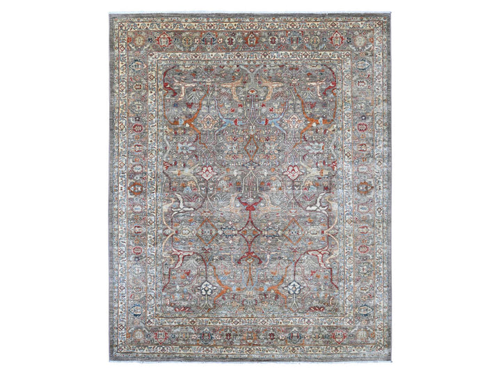 7'11" x 9'9" New Hand Knotted Brown Wool Rectangle Oriental Rug - MOA10222610