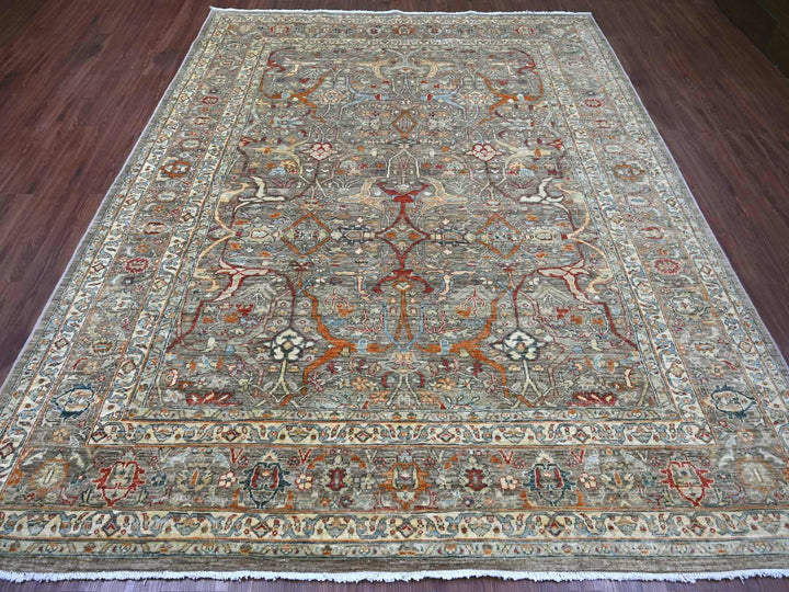 7'11" x 9'9" New Hand Knotted Brown Wool Rectangle Oriental Rug - MOA10222610