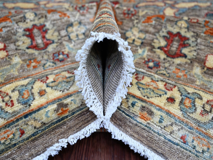 7'11" x 9'9" New Hand Knotted Brown Wool Rectangle Oriental Rug - MOA10222610