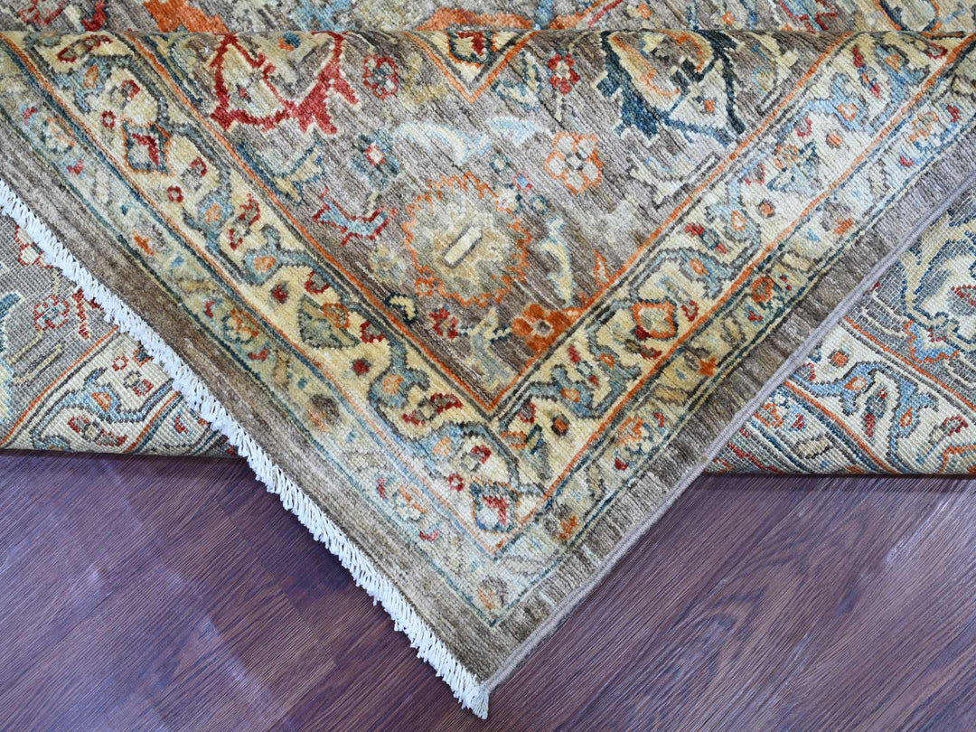 7'11" x 9'9" New Hand Knotted Brown Wool Rectangle Oriental Rug - MOA10222610