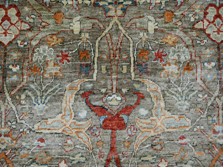 7'11" x 9'9" New Hand Knotted Brown Wool Rectangle Oriental Rug - MOA10222610
