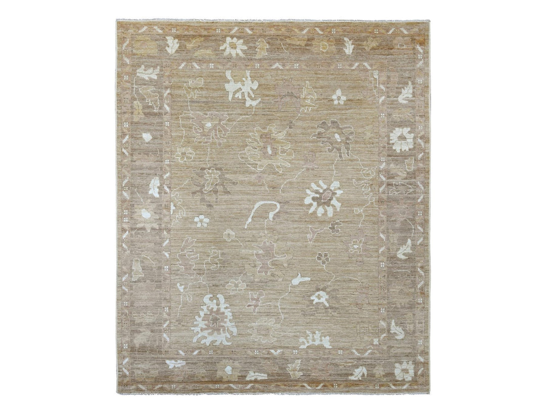 8'1" x 9'7" New Hand Knotted Brown Wool Rectangle Oriental Rug - MOA10222611