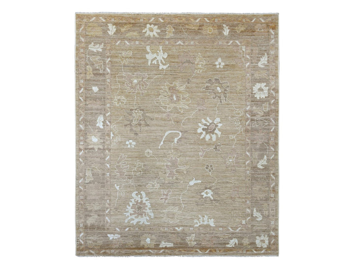8'1" x 9'7" New Hand Knotted Brown Wool Rectangle Oriental Rug - MOA10222611