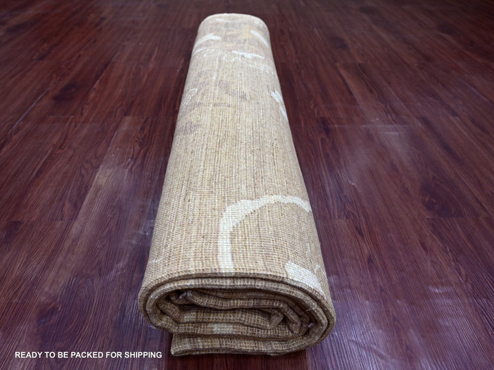 8'1" x 9'7" New Hand Knotted Brown Wool Rectangle Oriental Rug - MOA10222611