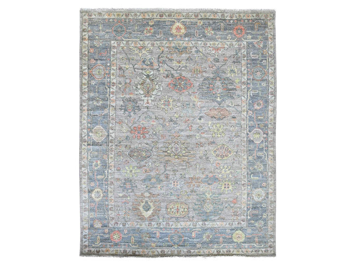 7'9" x 9'9" New Hand Knotted Grey Wool Rectangle Oriental Rug - MOA10222612