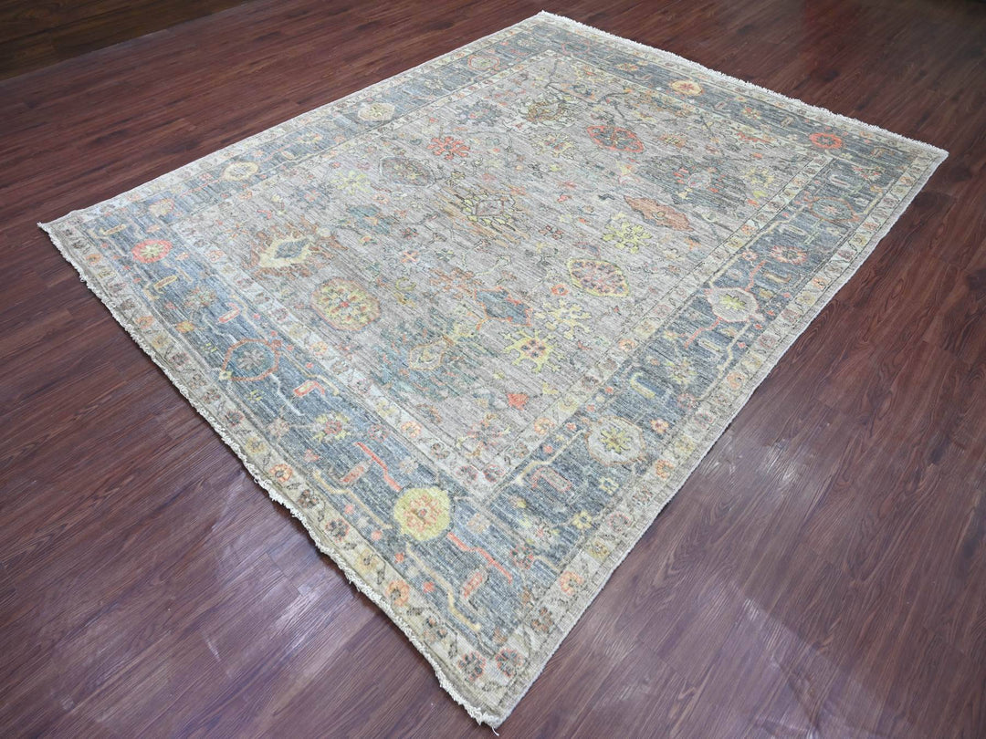 7'9" x 9'9" New Hand Knotted Grey Wool Rectangle Oriental Rug - MOA10222612