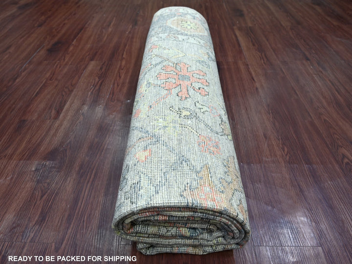 7'9" x 9'9" New Hand Knotted Grey Wool Rectangle Oriental Rug - MOA10222612