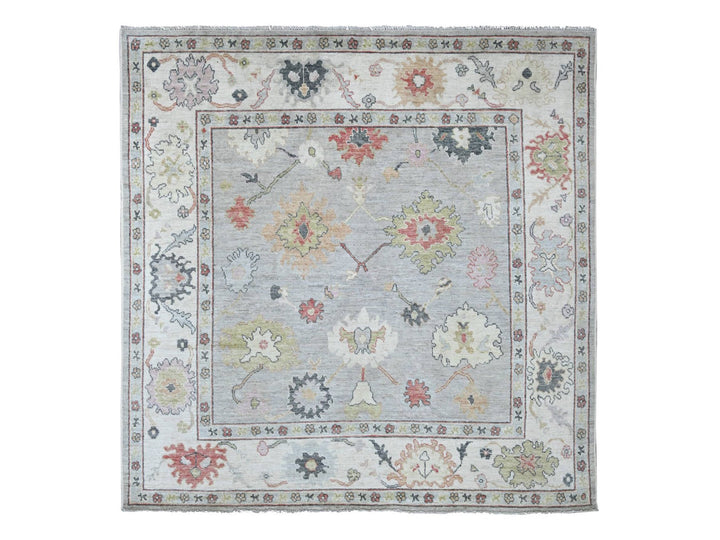7'9" x 7'11" New Hand Knotted Grey Wool Square Oriental Rug - MOA10222614