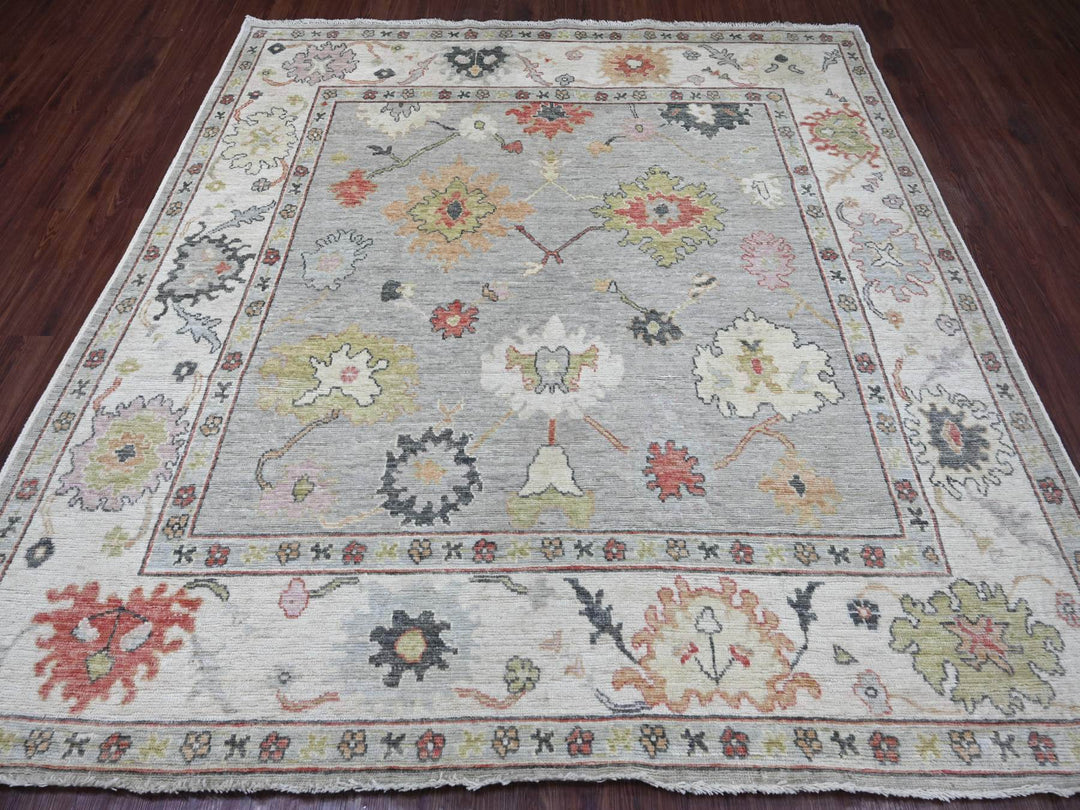 7'9" x 7'11" New Hand Knotted Grey Wool Square Oriental Rug - MOA10222614
