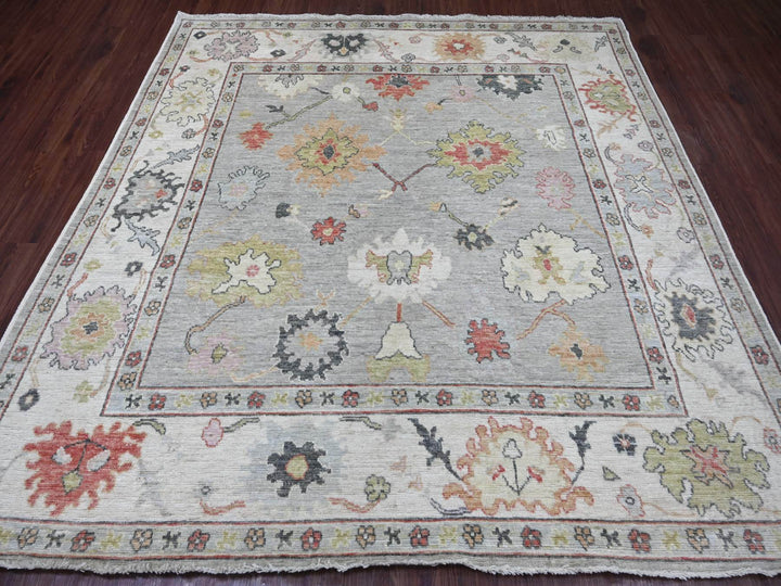 7'9" x 7'11" New Hand Knotted Grey Wool Square Oriental Rug - MOA10222614