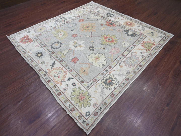 7'9" x 7'11" New Hand Knotted Grey Wool Square Oriental Rug - MOA10222614