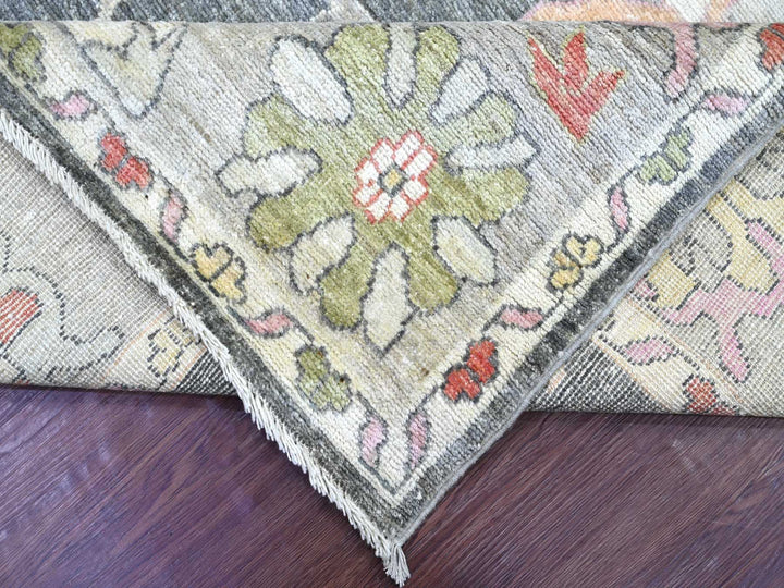 7'11" x 9'9" New Hand Knotted Grey Wool Rectangle Oriental Rug - MOA10222615