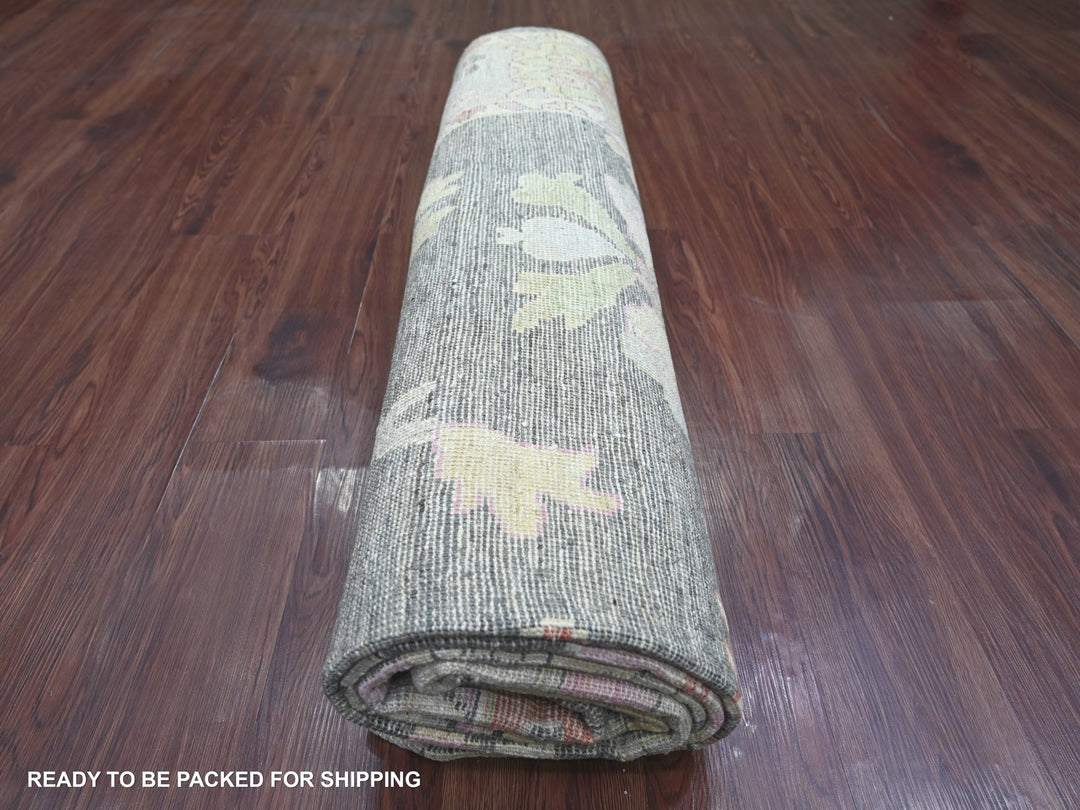 7'11" x 9'9" New Hand Knotted Grey Wool Rectangle Oriental Rug - MOA10222615