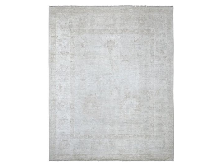 8'1" x 9'10" New Hand Knotted Grey Wool Rectangle Oriental Rug - MOA10222617