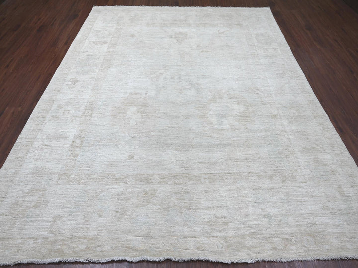 8'1" x 9'10" New Hand Knotted Grey Wool Rectangle Oriental Rug - MOA10222617
