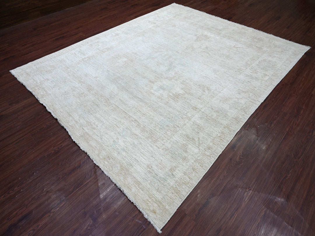 8'1" x 9'10" New Hand Knotted Grey Wool Rectangle Oriental Rug - MOA10222617