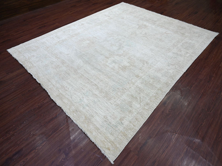 8'1" x 9'10" New Hand Knotted Grey Wool Rectangle Oriental Rug - MOA10222617