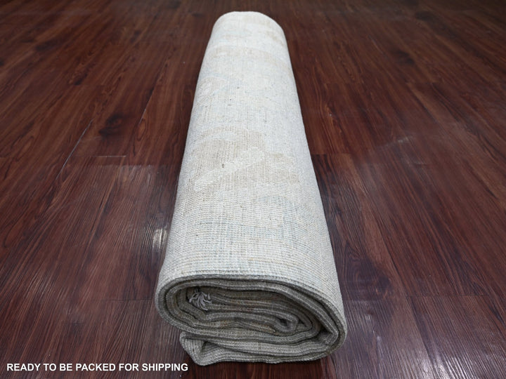 8'1" x 9'10" New Hand Knotted Grey Wool Rectangle Oriental Rug - MOA10222617