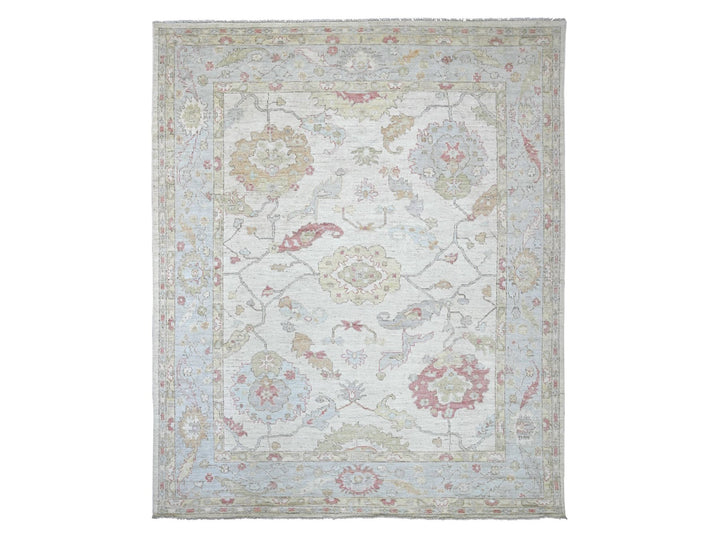 8'0" x 9'9" New Hand Knotted Ivory Wool Rectangle Oriental Rug - MOA10222619