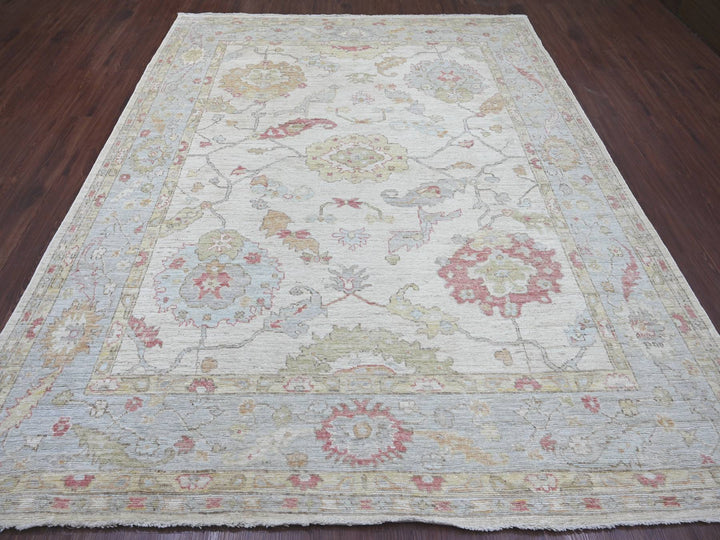 8'0" x 9'9" New Hand Knotted Ivory Wool Rectangle Oriental Rug - MOA10222619