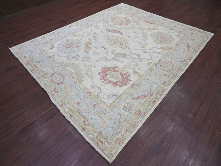 8'0" x 9'9" New Hand Knotted Ivory Wool Rectangle Oriental Rug - MOA10222619