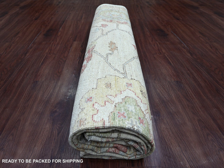8'0" x 9'9" New Hand Knotted Ivory Wool Rectangle Oriental Rug - MOA10222619