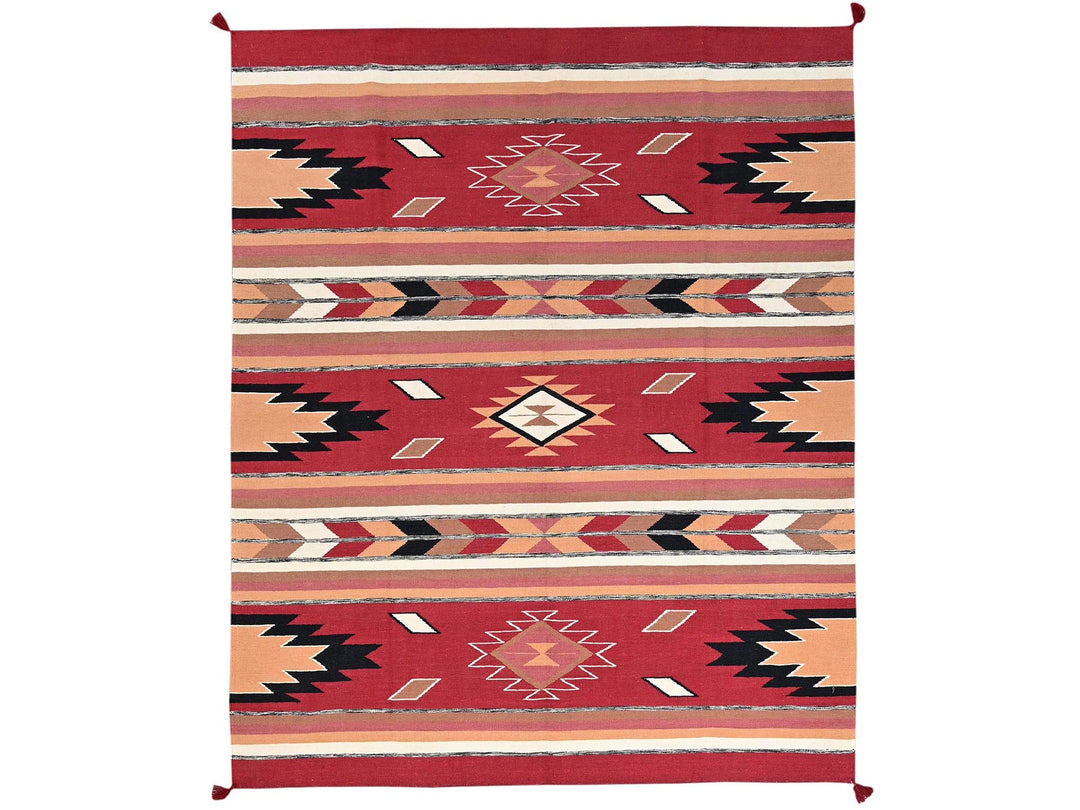 8'3" x 9'10" New Hand Woven Red Wool Rectangle Oriental Rug - MOA1022261