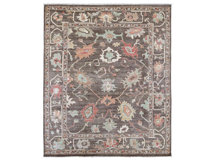 8'0" x 9'6" New Hand Knotted Brown Wool Rectangle Oriental Rug - MOA10222620