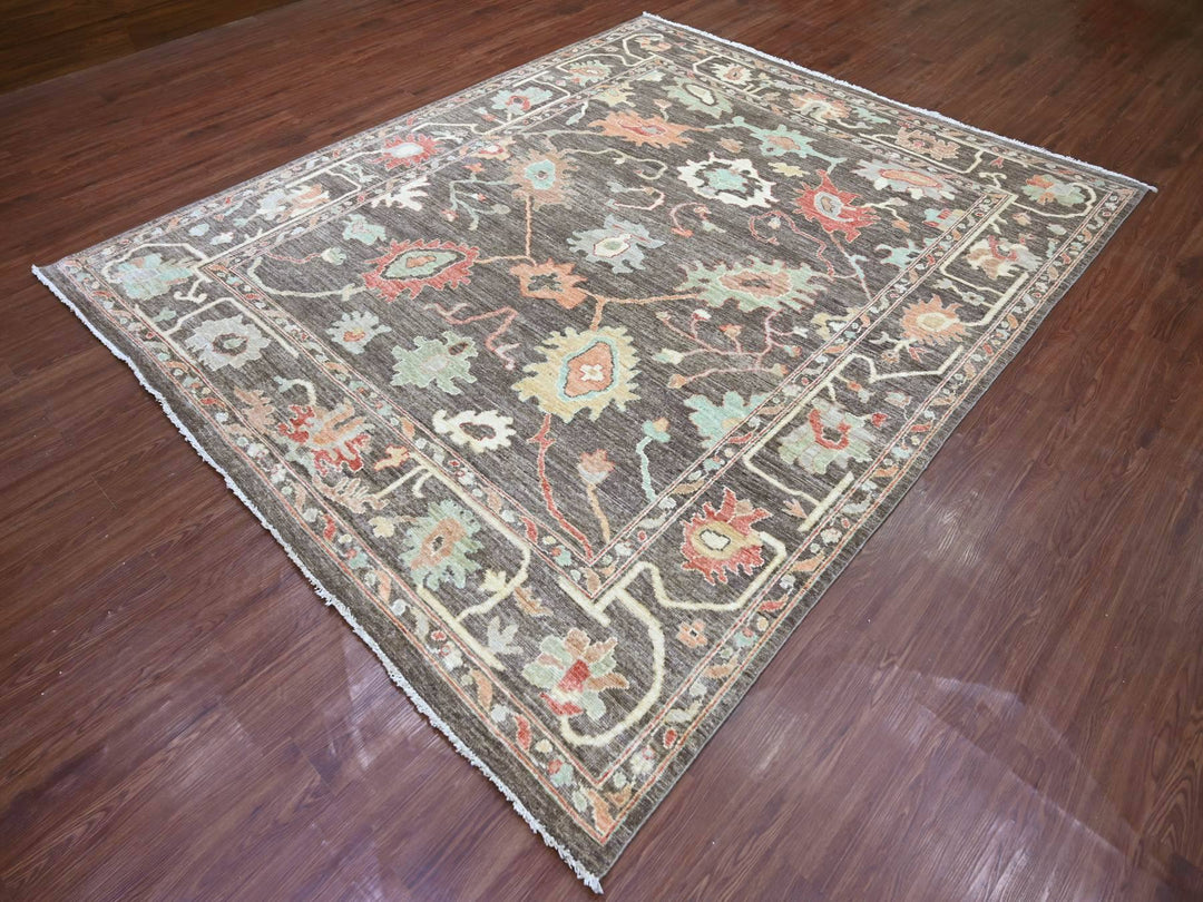 8'0" x 9'6" New Hand Knotted Brown Wool Rectangle Oriental Rug - MOA10222620