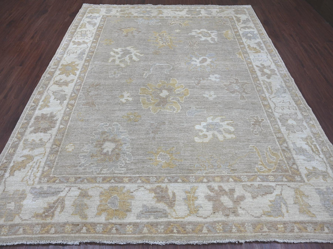 8'1" x 9'5" New Hand Knotted Brown Wool Rectangle Oriental Rug - MOA10222622