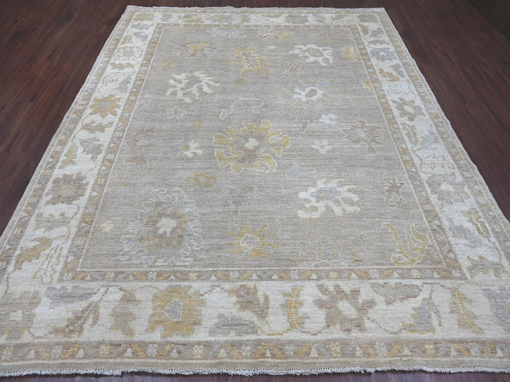 8'1" x 9'5" New Hand Knotted Brown Wool Rectangle Oriental Rug - MOA10222622