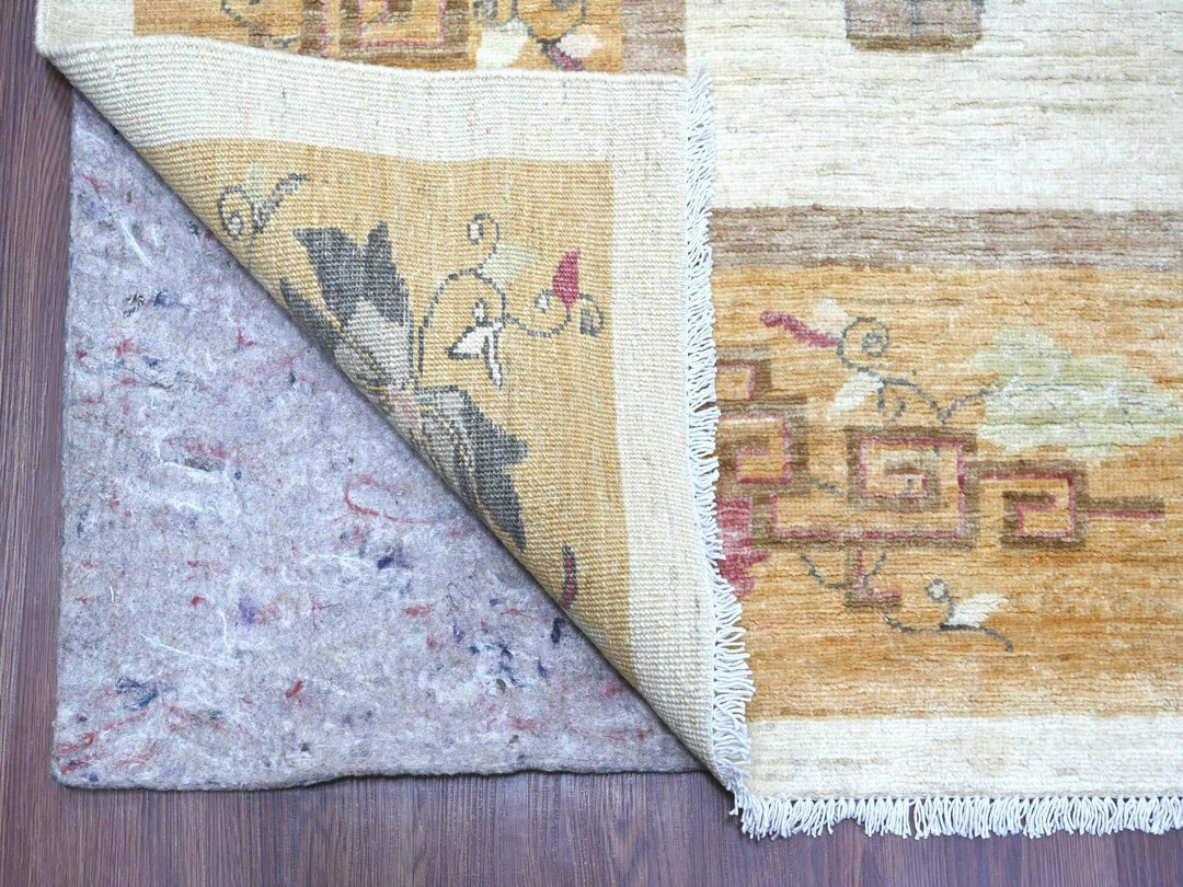 8'2" x 9'3" New Hand Knotted Ivory Wool Rectangle Oriental Rug - MOA10222623