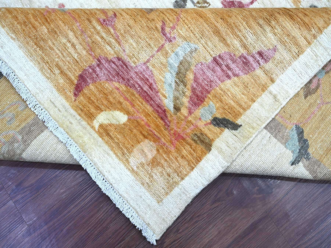 8'2" x 9'3" New Hand Knotted Ivory Wool Rectangle Oriental Rug - MOA10222623