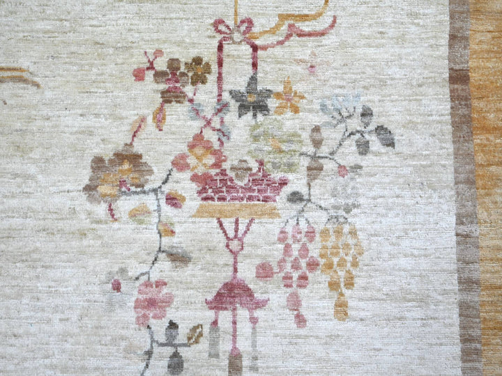 8'2" x 9'3" New Hand Knotted Ivory Wool Rectangle Oriental Rug - MOA10222623