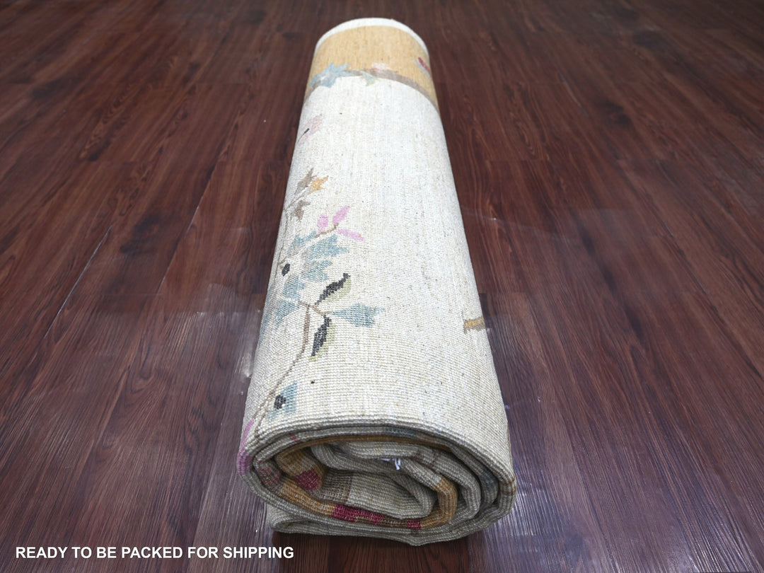 8'2" x 9'3" New Hand Knotted Ivory Wool Rectangle Oriental Rug - MOA10222623