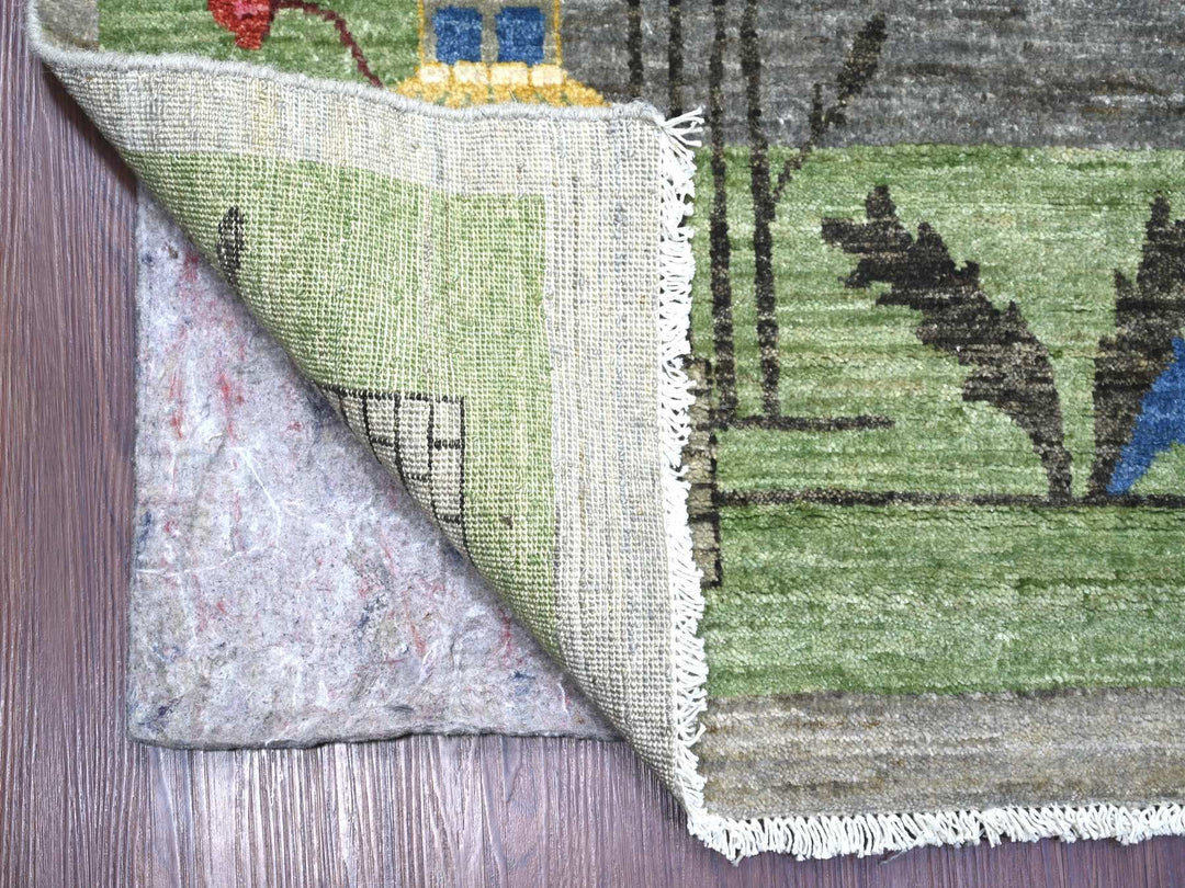 9'0" x 12'4" New Hand Knotted Grey Wool Rectangle Oriental Rug - MOA10222624
