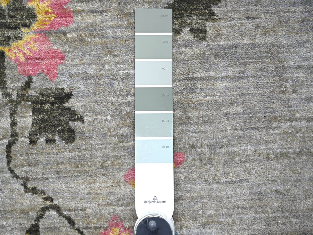 9'0" x 12'4" New Hand Knotted Grey Wool Rectangle Oriental Rug - MOA10222624