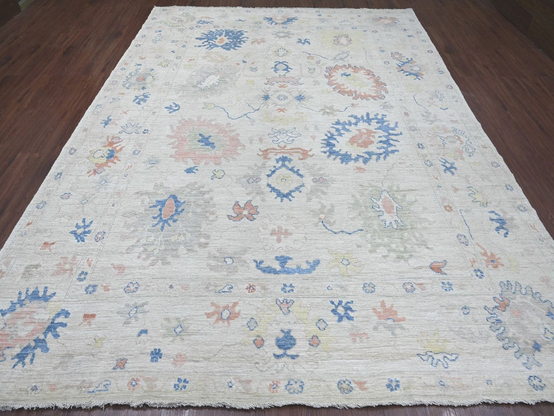 8'10" x 11'8" New Hand Knotted Grey Wool Rectangle Oriental Rug - MOA10222626