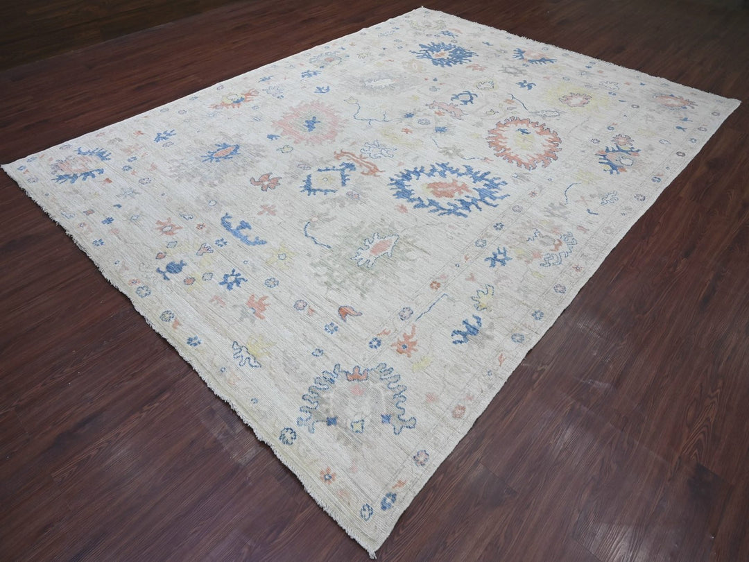 8'10" x 11'8" New Hand Knotted Grey Wool Rectangle Oriental Rug - MOA10222626