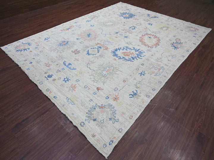 8'10" x 11'8" New Hand Knotted Grey Wool Rectangle Oriental Rug - MOA10222626