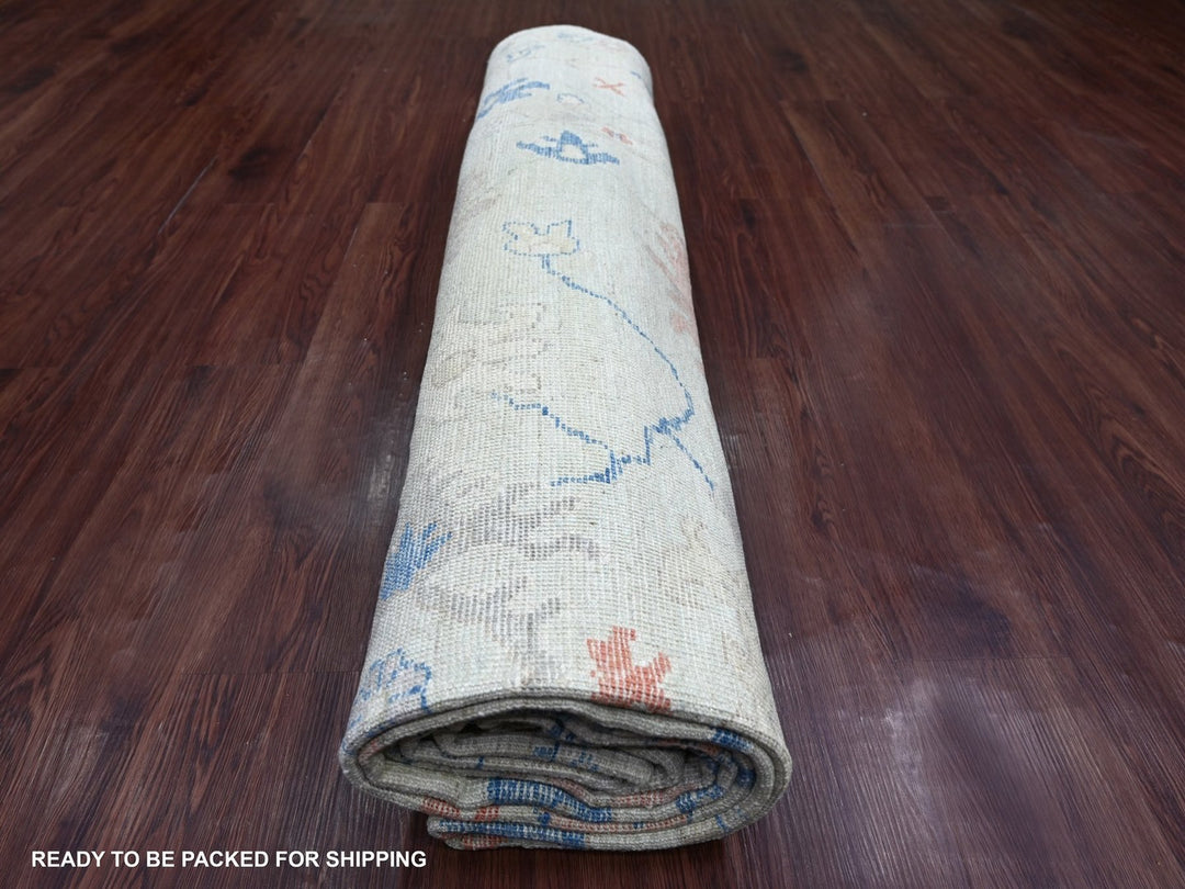 8'10" x 11'8" New Hand Knotted Grey Wool Rectangle Oriental Rug - MOA10222626