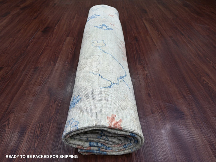 8'10" x 11'8" New Hand Knotted Grey Wool Rectangle Oriental Rug - MOA10222626