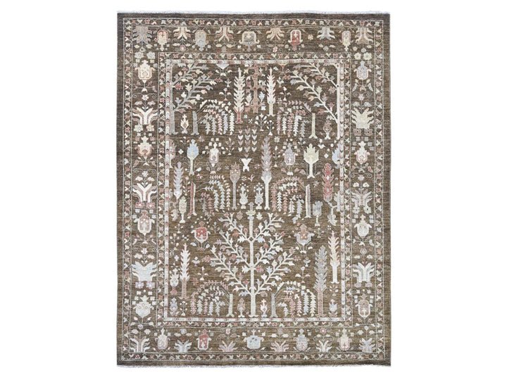 9'2" x 11'8" New Hand Knotted Brown Wool Rectangle Oriental Rug - MOA10222627