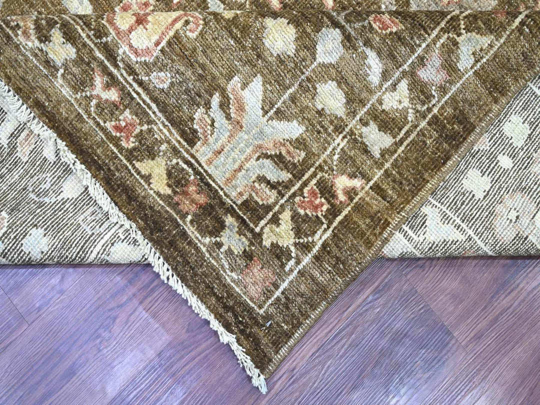 9'2" x 11'8" New Hand Knotted Brown Wool Rectangle Oriental Rug - MOA10222627