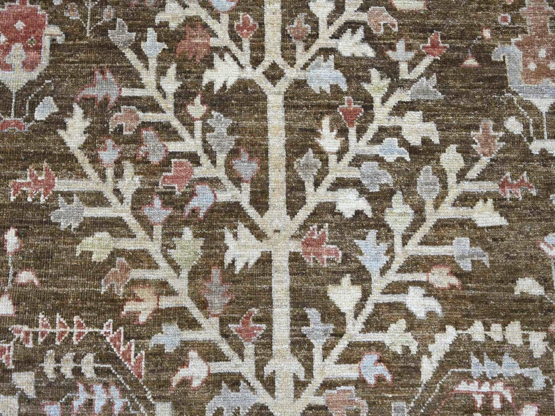 9'2" x 11'8" New Hand Knotted Brown Wool Rectangle Oriental Rug - MOA10222627